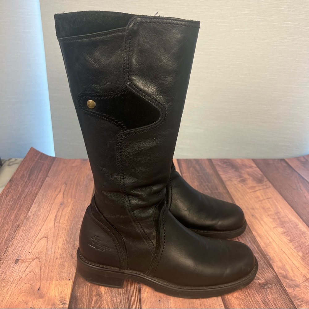 Panama Jack Black Tall Leather Moto Boots Women's‎ EU 38 US 8